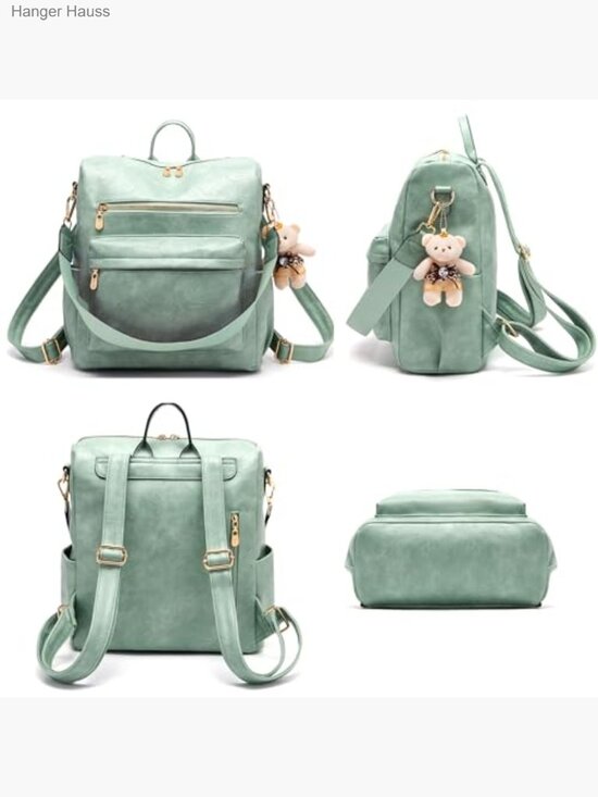 Women\'s Vegan Leather Convertible Backpack Purse Set 2pcs - Large Travel main image 5